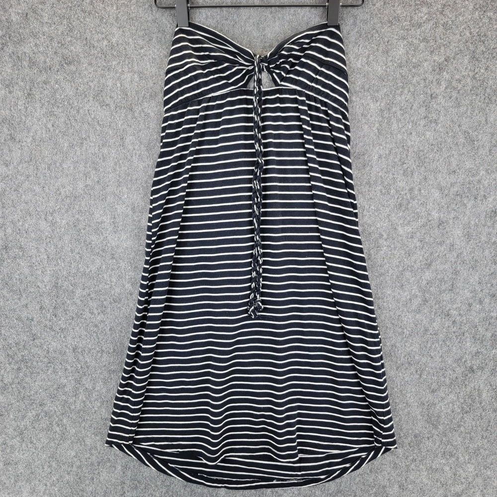 Volcom Dress Womens M Black‎ White Halter Mind the Stripes Bandeau Summer
